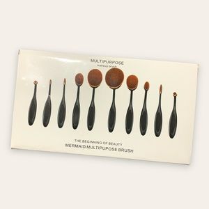 Mermaid Multipurpose Oval Makeup Brush Set (10 pcs.) - Makeup, Beauty, Cosmetics